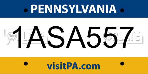 1ASA557 Pennsylvania License Plate