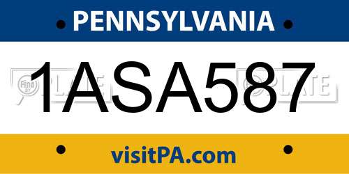 1ASA587 Pennsylvania License Plate