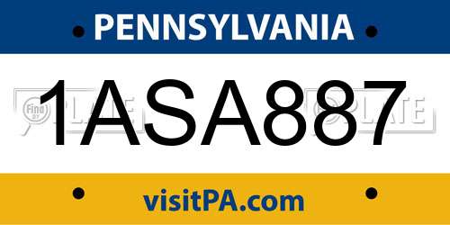 1ASA887 Pennsylvania License Plate