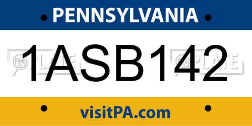 1ASB142 Pennsylvania License Plate