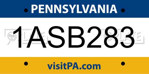 1ASB283 Pennsylvania License Plate