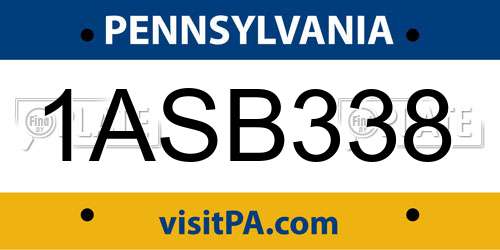 1ASB338 Pennsylvania License Plate