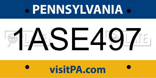 1ASE497 Pennsylvania License Plate