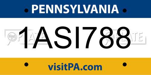 1ASI788 Pennsylvania License Plate