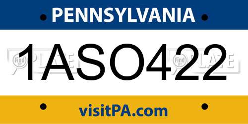 1ASO422 Pennsylvania License Plate