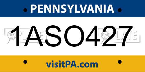 1ASO427 Pennsylvania License Plate