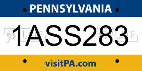1ASS283 Pennsylvania License Plate