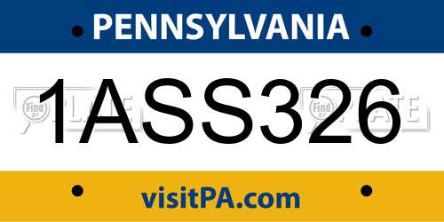 1ASS326 Pennsylvania License Plate