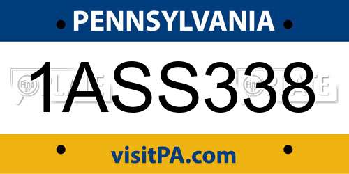 1ASS338 Pennsylvania License Plate