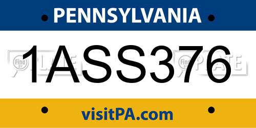 1ASS376 Pennsylvania License Plate