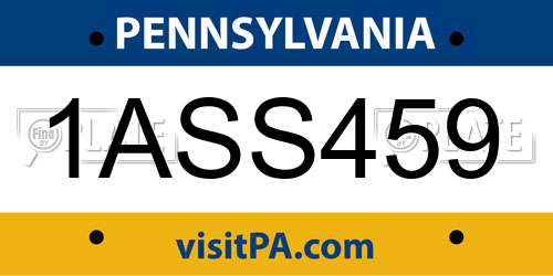1ASS459 Pennsylvania License Plate