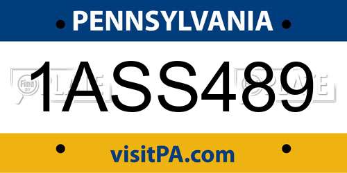 1ASS489 Pennsylvania License Plate