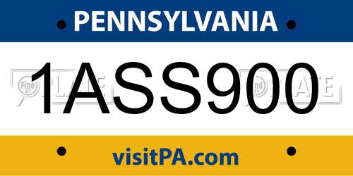 1ASS900 Pennsylvania License Plate
