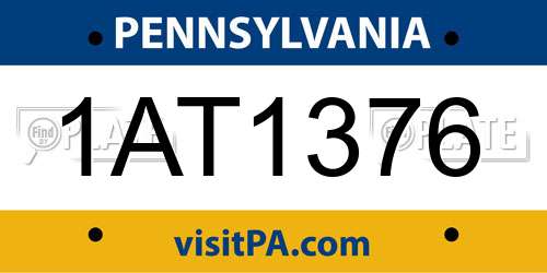 1AT1376 Pennsylvania License Plate