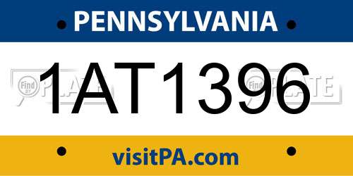 1AT1396 Pennsylvania License Plate