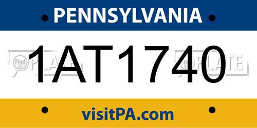1AT1740 Pennsylvania License Plate