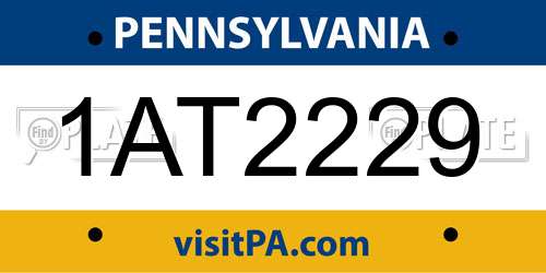 1AT2229 Pennsylvania License Plate