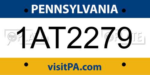 1AT2279 Pennsylvania License Plate