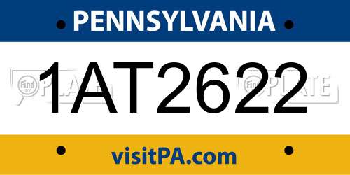 1AT2622 Pennsylvania License Plate