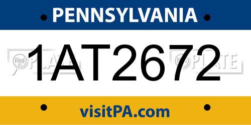 1AT2672 Pennsylvania License Plate