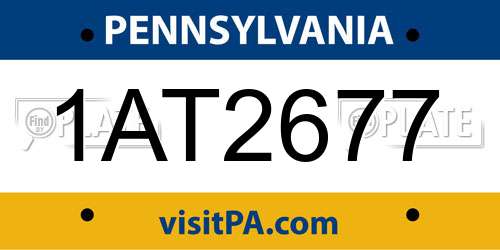1AT2677 Pennsylvania License Plate
