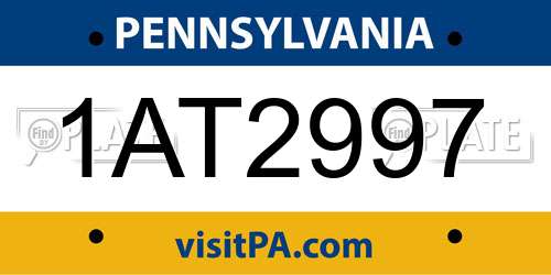 1AT2997 Pennsylvania License Plate