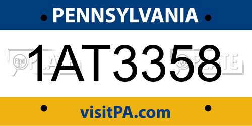 1AT3358 Pennsylvania License Plate