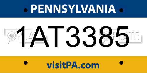 1AT3385 Pennsylvania License Plate