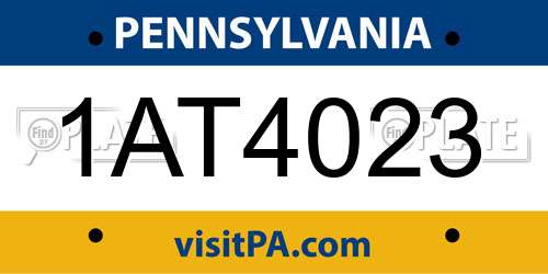 1AT4023 Pennsylvania License Plate