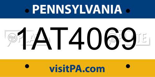 1AT4069 Pennsylvania License Plate