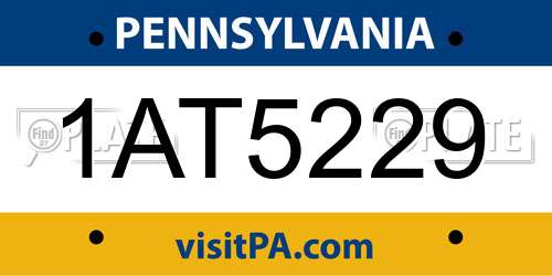 1AT5229 Pennsylvania License Plate