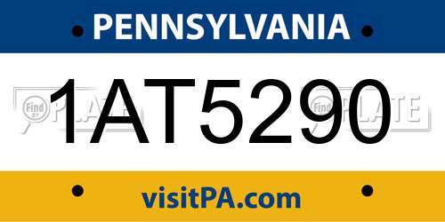 1AT5290 Pennsylvania License Plate