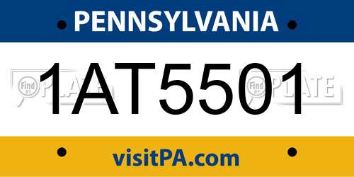 1AT5501 Pennsylvania License Plate