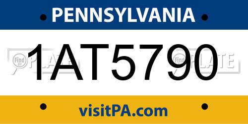 1AT5790 Pennsylvania License Plate