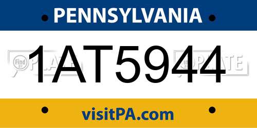 1AT5944 Pennsylvania License Plate