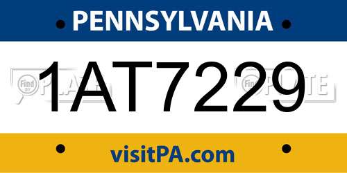 1AT7229 Pennsylvania License Plate
