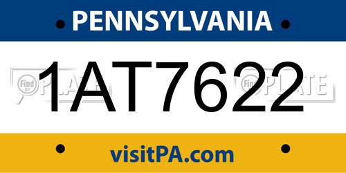 1AT7622 Pennsylvania License Plate