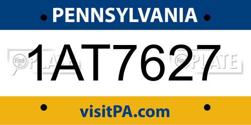 1AT7627 Pennsylvania License Plate