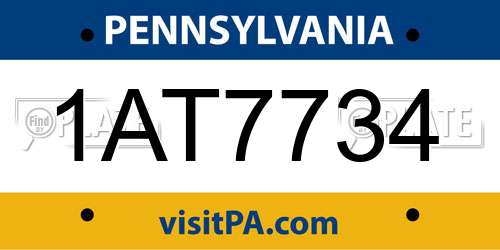 1AT7734 Pennsylvania License Plate