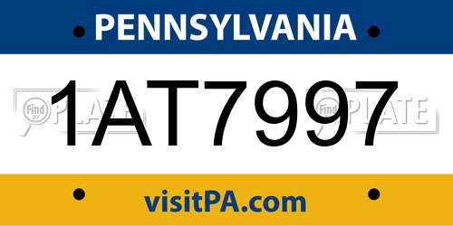 1AT7997 Pennsylvania License Plate