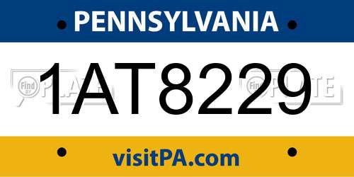 1AT8229 Pennsylvania License Plate