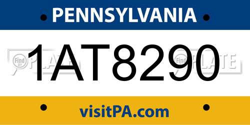 1AT8290 Pennsylvania License Plate
