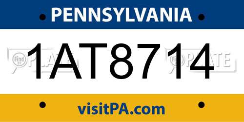 1AT8714 Pennsylvania License Plate