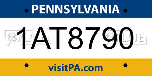 1AT8790 Pennsylvania License Plate