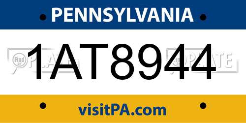 1AT8944 Pennsylvania License Plate