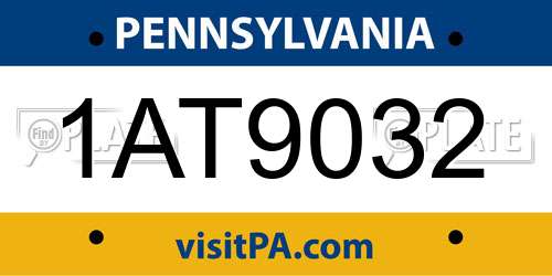 1AT9032 Pennsylvania License Plate