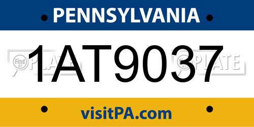 1AT9037 Pennsylvania License Plate