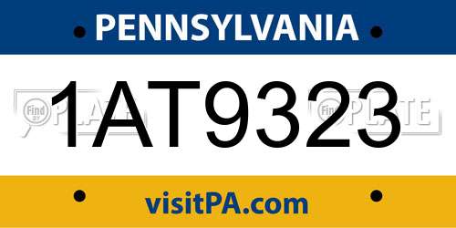 1AT9323 Pennsylvania License Plate