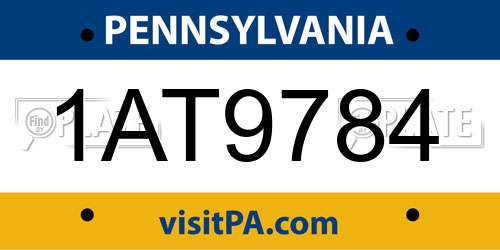 1AT9784 Pennsylvania License Plate