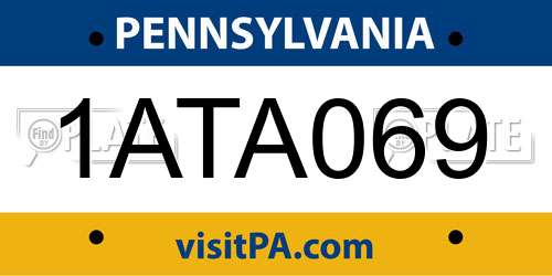 1ATA069 Pennsylvania License Plate